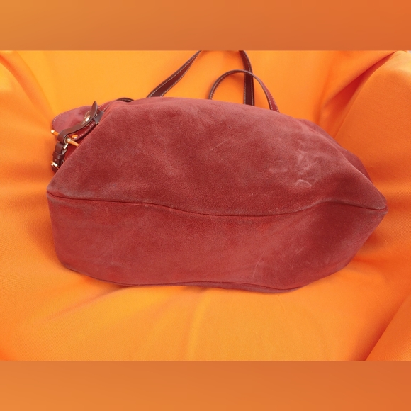 ⭐High Quality⭐Vintage Dooney & Bourke Italian Handmade Burgundy Suede Hobo Bag - Picture 7 of 10